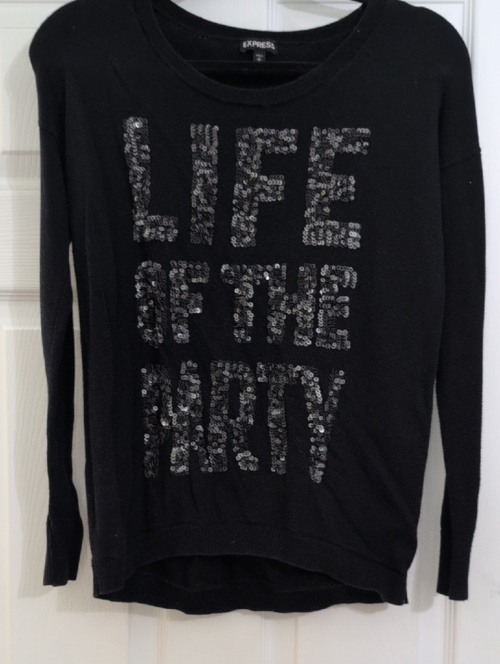 Express Black Sequin 'Life of the Party' Sweater